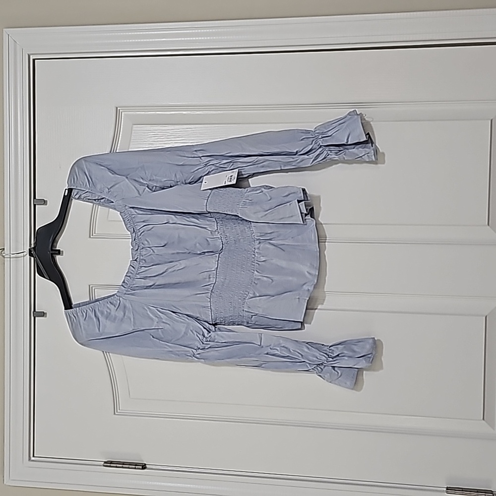 New SO Pale Blue Square Neck Top